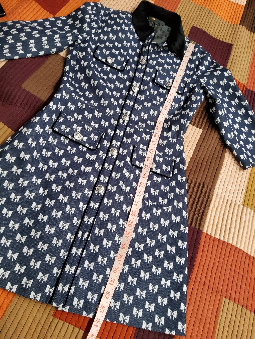 Maje Renatila Bow-Print Organic Cotton Mini Dress Size 36 - Picture 15 of 16